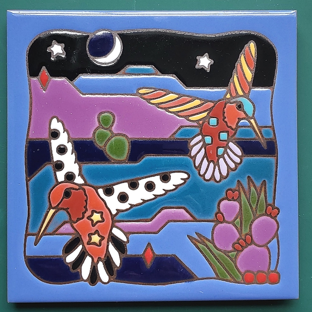 Masterworks Handcrafted Art Tile Hummingbird 6" Trivet/Wall Decor